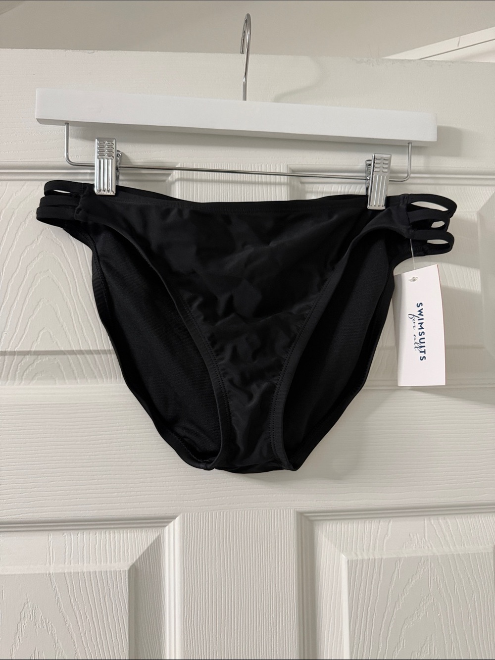 NWT Swimsuits For All Black Strappy High-Cut Bikini Bottoms